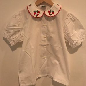Girls hand embroidered button down shirt 10